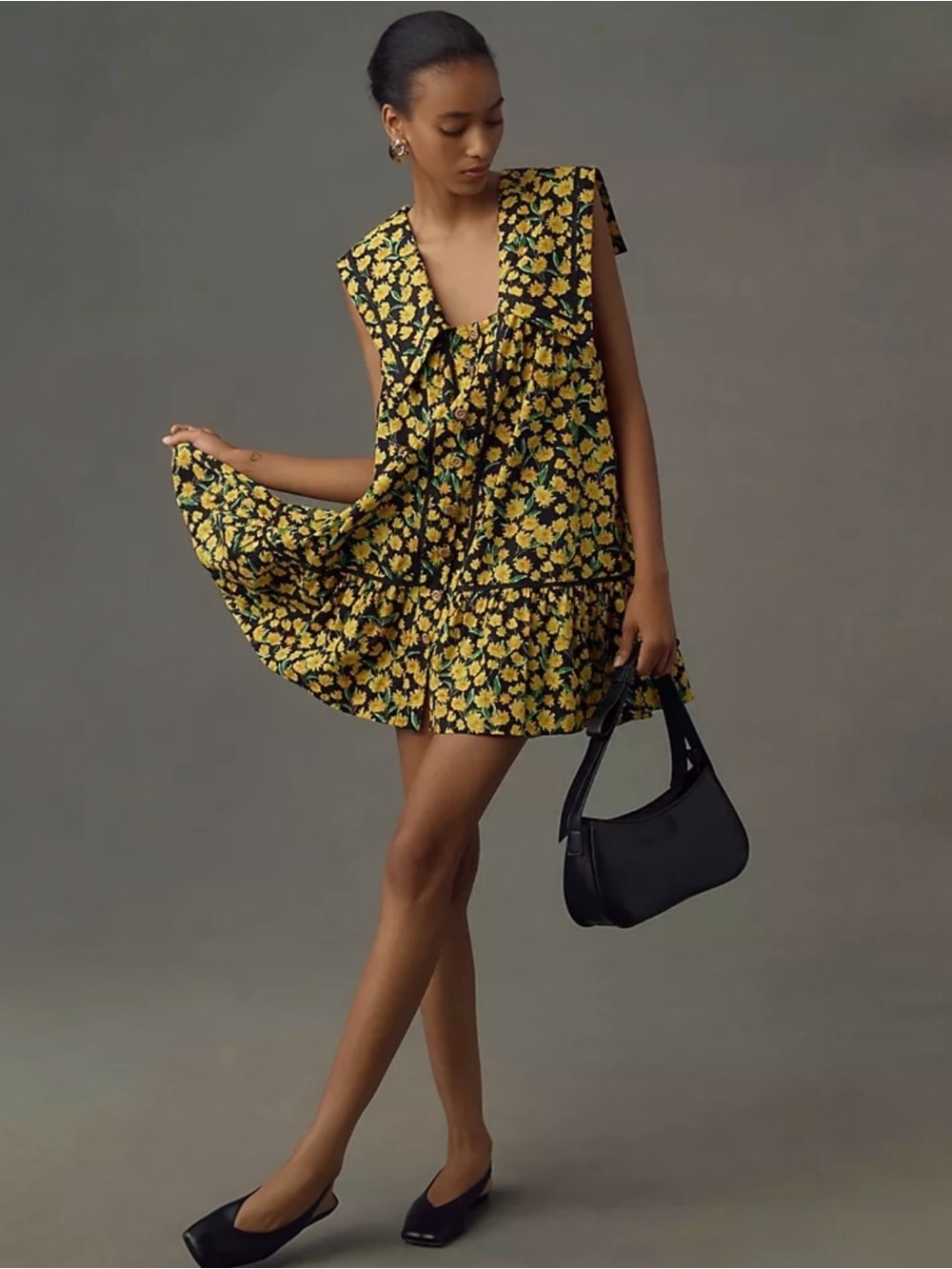 NEW! MAEVE ANTHROPOLOGIE Collared Poplin Swing Mini Dress Size LARGE